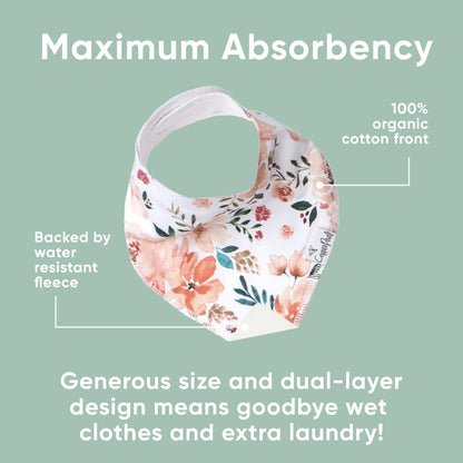 Copper Pearl 4 Pack Soft Cotton Baby Bibs for Drooling and Teething, Absorbent Drool Bibs for Baby Girl and Boy, Adjustable to Fit Newborns to Toddlers, Tons of Styles (Ferra)