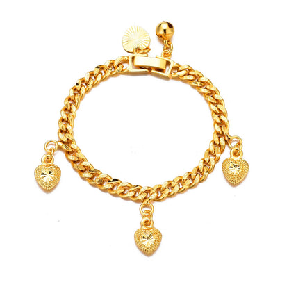 Ethlyn Bracelets for little girls 18K Gold Plated Cuban Link Chain Bracelets Bells Dangle Charms Little Girls Jewelry