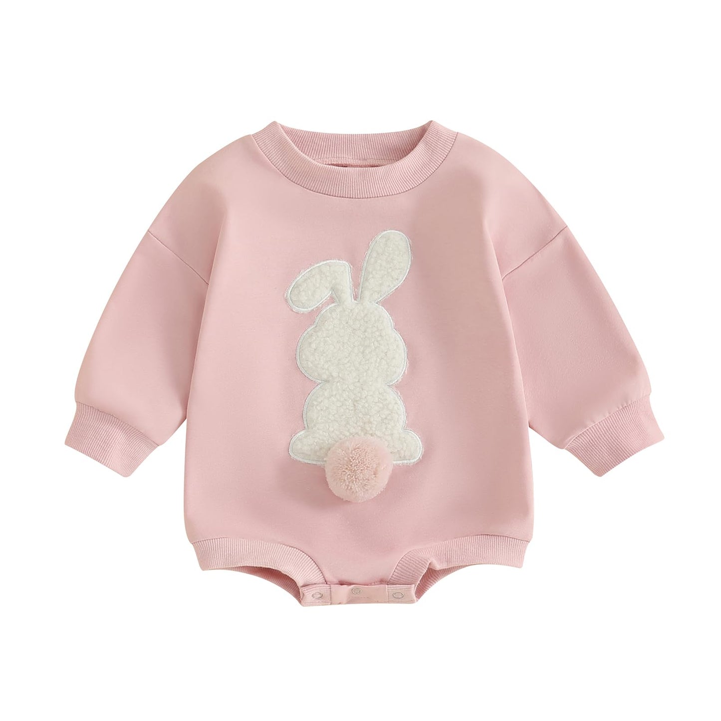 Easter Newborn Baby Girl Clothes Fuzzy Bunny Embroidery Romper Sweatshirt Bubble Jumpsuit Toddler Baby Girl Outfit