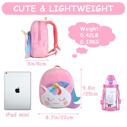 VASCHY Toddler Backpack, Baby Boys and Girls Cute Plush Animal Small Daycare Backpack for Baby Little Kids Yellow Cat