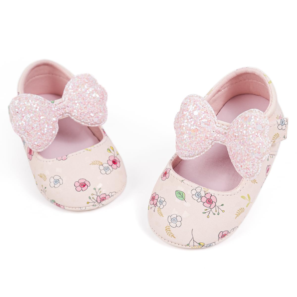 Meckior Infant Baby Girls Boys Handmade Princess Flats Toddler First Walkers Soft PU Leather Non-Slip Crib Wedding Dress Shoes