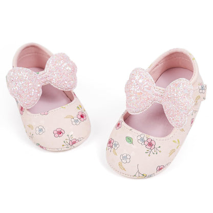 Meckior Infant Baby Girls Boys Handmade Princess Flats Toddler First Walkers Soft PU Leather Non-Slip Crib Wedding Dress Shoes