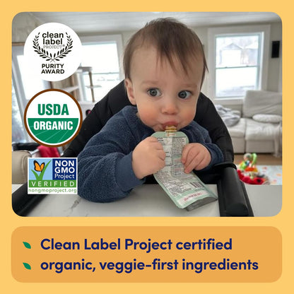 Cerebelly Organic Baby Food Pouches Variety Pack – Organic Veggie Purees for Toddlers | No Added Sugar, Fiber, Non-GMO | Blended Toddler Pouches | 4 Ounce BPA-Free Pouch | 4 Flavors | 8 Count