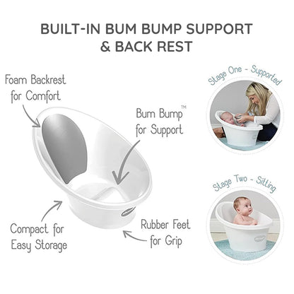 Newborn Baby Bath | Built in Support Bump and Soft Backrest | Suitable from Newborn | Bath Seat Support Includes Plug | Blossom Pink