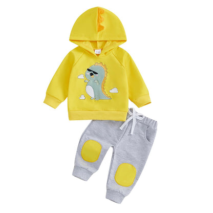 Infant Baby Boy Fall Winter Clothes Outfits Hooded Long Sweatshirt Pants Set Toddler Clothes 6 12 18 24 Months 2T