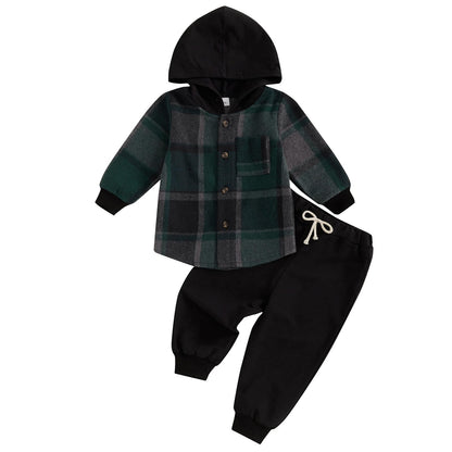 Infant Baby Boy Fall Winter Clothes Outfits Hooded Long Sweatshirt Pants Set Toddler Clothes 6 12 18 24 Months 2T