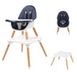JOYMOR 5-in-1 Convertible Baby High Chair for Babies and Toddlers, Table and Chair Set, Wooden Infant Eating Highchair with Leather Seat Cushion, 4-Position Removeable & Adjustable Tray (Biege)