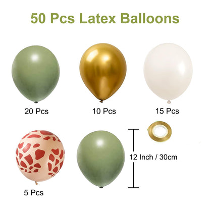 Sage Green Gold White Party Balloons, 50Pcs Sage Green and Gold Confetti Party Balloons For Birthday Baby Shower Engagement Wedding Anniversary Party Decorations