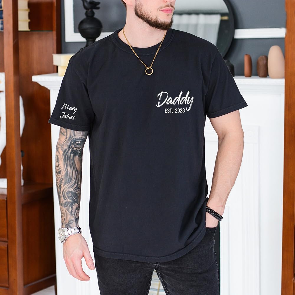 Personalized Daddy Shirt, Custom Daddy Tshirt, Est Date Daddy T Shirt, Gift for Fathers Day, Dad Shirt, Dad Tshirts, First Time Dad, Baby Announcement, Daddy Gifts