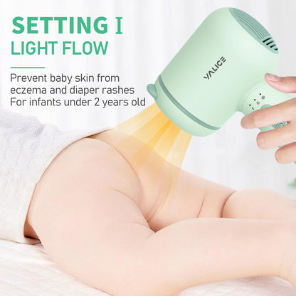 Cordless Baby Hair Dryer for Infant, Low Heat Gentle Air Rechargeable Small Hair Blow Dryer for Baby Butt Skin with 3 Speed Settings, 0-3 Years Using (Khaki)
