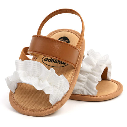 GDSDYM Infant Baby Girls Summer Sandals with Flower Bowknot Soft Sole Wedding Dress Flats Newborn First Walkers Crib Dress Shoes