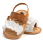 GDSDYM Infant Baby Girls Summer Sandals with Flower Bowknot Soft Sole Wedding Dress Flats Newborn First Walkers Crib Dress Shoes