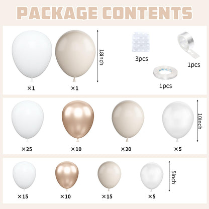 Ivory White Balloon Arch Kit,Boho Balloon Garland with Pastel Orange Cream Beige Champagne Gold White Sand Balloons for Neutral Baby Shower Wedding Boho Bridal Party Decorations