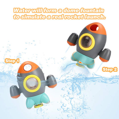 Baby Bath Toys, Space Rocket Shape Bathtub Toys for Toddlers, Spray Water Toys w/ Rotating Fountain, Bathroom Shower Toys for Infants Aged 18 Months 2 3 4 5 Years Old Kids Girls Boys