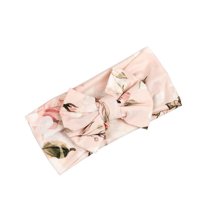 Galabloomer Newborn Receiving Blanket Headband Set Baby Flower Swaddle (vintage flower)