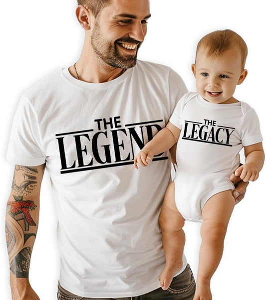 The Legend The Legacy - Personalized Dad & Baby Matching Outfits - Son & Daughter Shirts - First Time Dad & Baby Matching Set