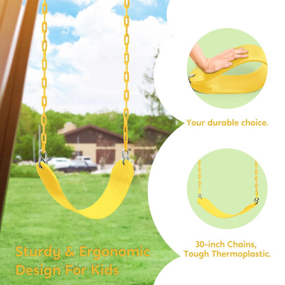 TURFEE Heavy Duty Swing Seat Pink Color with 66” Chain, Swing Set Accessories Replacement with Snap Hooks for Kids Outdoor Play Playground