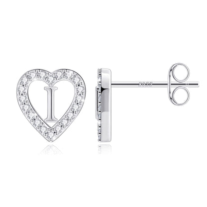 Anoup Heart Initial Stud Earrings - Gifts for Girls, Sterling Silver Post 14K Gold Plated All Over Hypoallergenic | CZ Simulated Diamond Stud Earrings | Birthday Gifts for Kids Toddlers Daughter