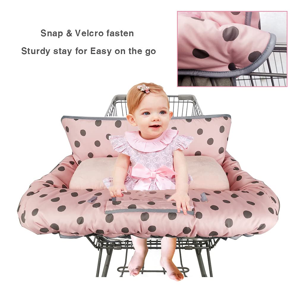 Shopping Cart Cover for Baby/Toddler 2-in-1 High Chair Cover, Easy Attach & Remove, with Cellphone Holder, Pink Strip Star