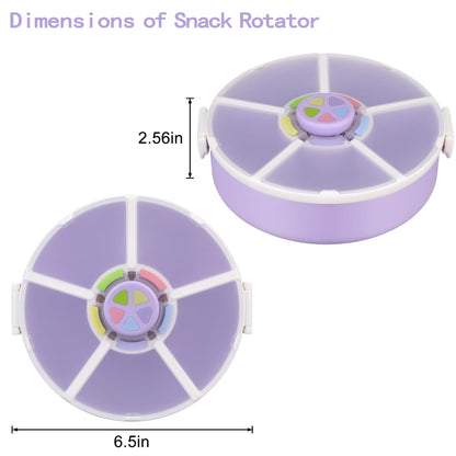 Kids Snack Rotator Container Reusable Snack Box with 5 Compartment Dispenser and Lid, Color Matching Opening Lid, BPA and PVC Free, for Toddlers, Babies, Home, School, Travel (1 Pack- Pink)