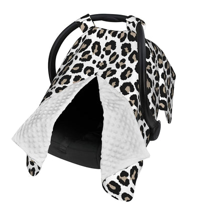 9CH Car Seat Covers for Babies, Peekaboo Opening Minky Car Seat Cover for Baby Mom Nursing Breastfeeding Covers, Winter Minky Baby Carrier Cover for Girls Boys (Black Star)
