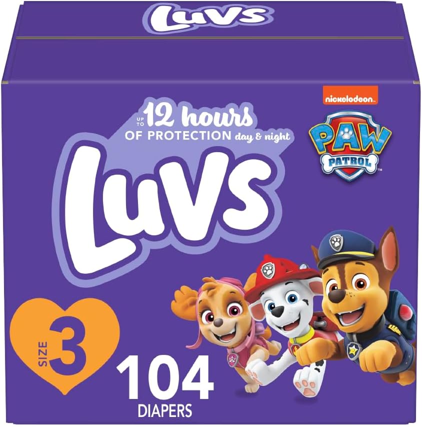 Luvs Size 3 Baby Diapers, Platinum Protection Bluey Diapers for Day & Night, Size 3, 104 Count (Packaging May Vary)
