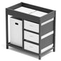 KORIMEFA Baby Changing Table, Baby Diaper Changing Station Dresser with Laundry Hamper, 3 Drawer Basket and Changing Pad, Grey
