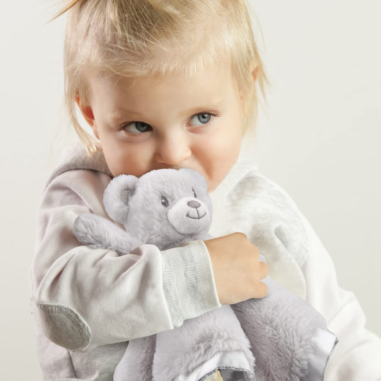 Bear Security Blanket Soft Baby Lovey Fluffy Blanket Unisex Lovie Snuggle Toy Baby Bear Stuffed Gift for Newborn, Boys and Girls, 13.5 Inch