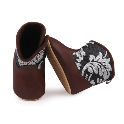 Kuner Baby Cowboy Boots Western Boots Toddler Cowboy Bootie Soft Sole Non-Slip Crib Shoes for Infant Boys Girls0-18 Months