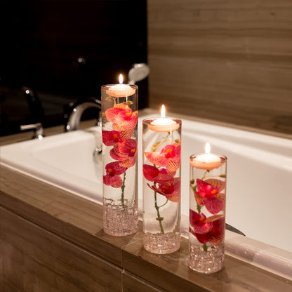 Artificial Phalaenopsis with Candles Diamond Lace Nearly Natural Orchid for Table Centerpiece Wedding Party Home Bar Restaurant Festival Decoration Pink Suit