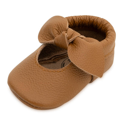 BirdRock Baby Bow and Knot Moccasins - Genuine Leather Baby Girl Shoes