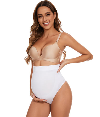 Seamless Maternity Thongs for Women, No Show Maternity Shapewear Over The Belly, Pregnancy Belly Support Panties