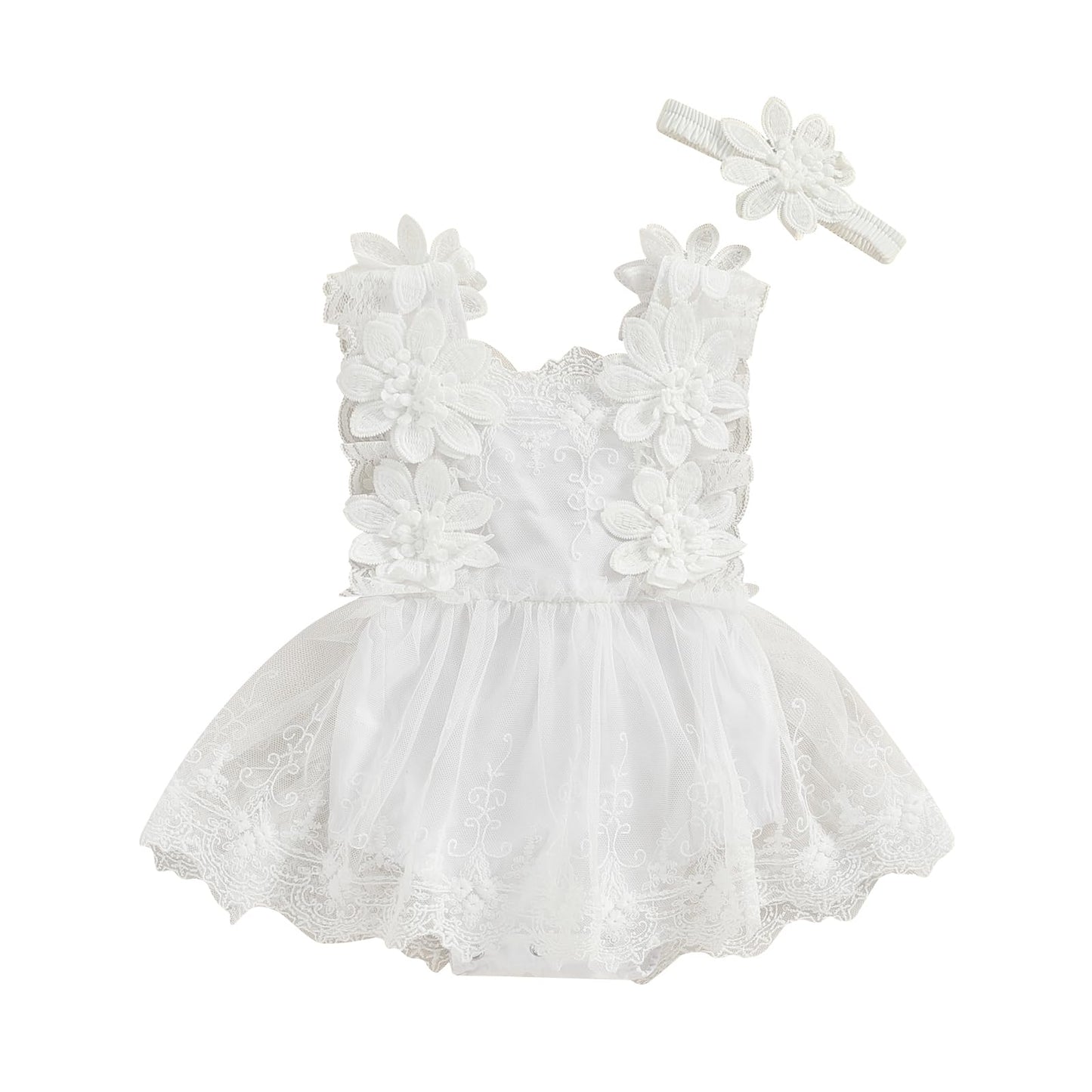 MERSARIPHY Newborn Baby Girl Boho Outfits Infant Lace Tulle Ruffle Bubble Romper Dress Jumpsuit Bodysuit Photoshoot Clothes