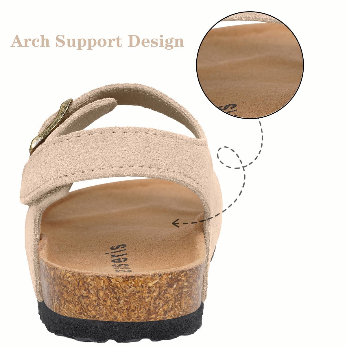 ZUSERIS Kids Toddler Sandals Boys Girls Cork Footbed Sandal Comfort Double Buckle Slip On Slippers with Adjustable Back Strap