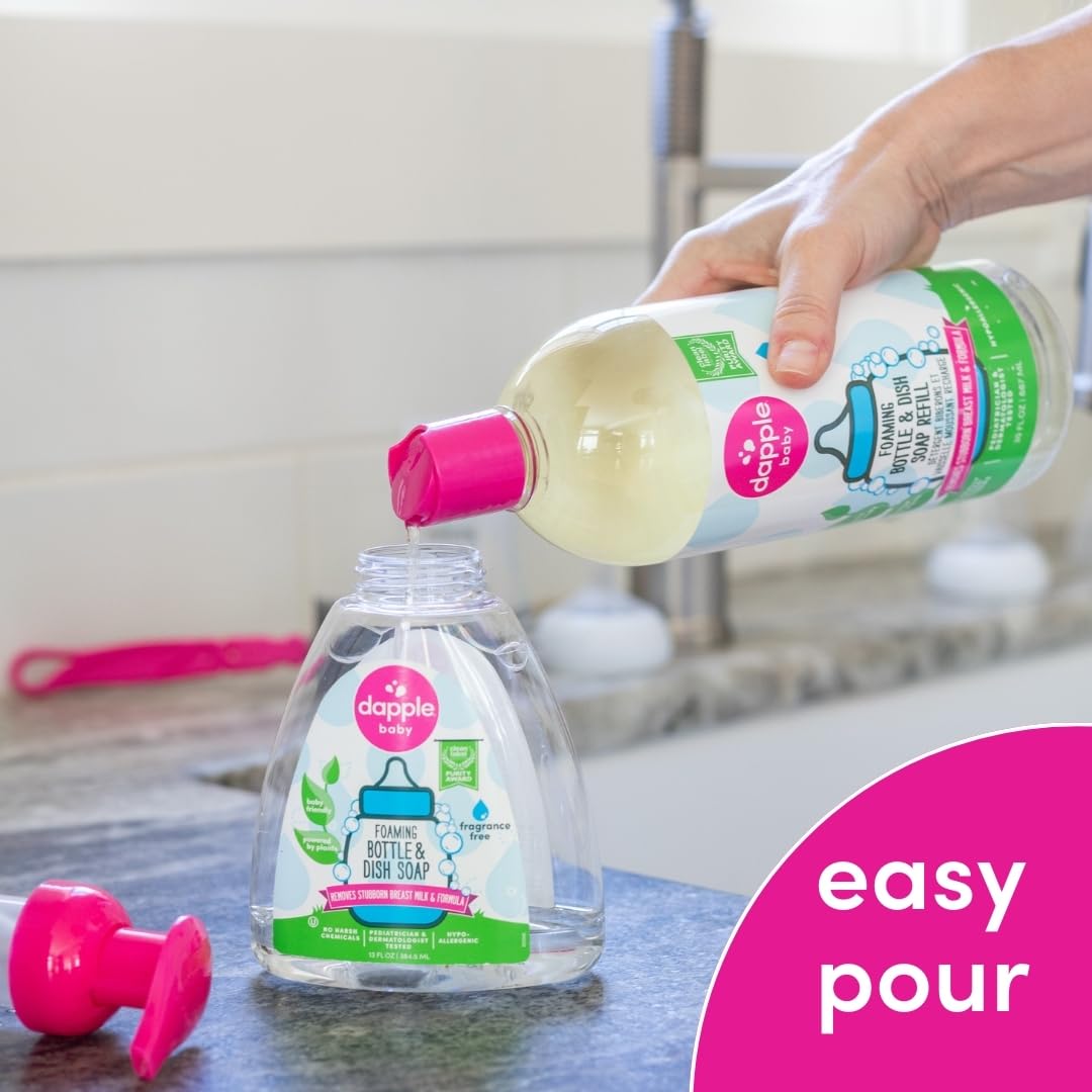 Dapple Foaming Dish Soap, Hypoallergenic for Sensitive Skin, Powered by Plants, Fragrance Free 13 Fl Oz (Pack of 1)