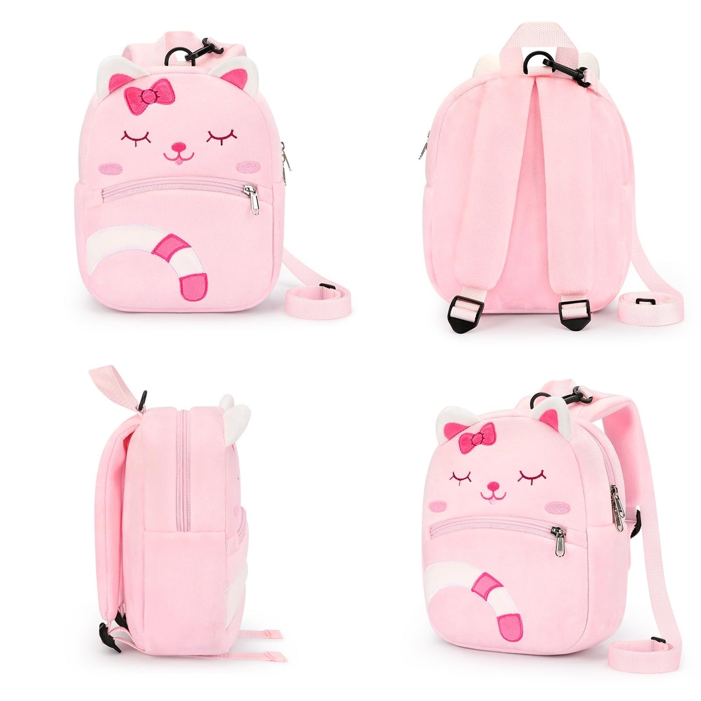 mibasies Toddler Backpacks for Girls 2-4: Plush Backpack -3D Animal Cartoon Mini Travel Bag -10 inch Toddler Backpack Leash