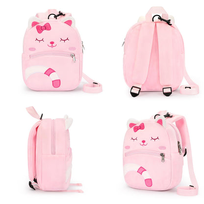 mibasies Toddler Backpacks for Girls 2-4: Plush Backpack -3D Animal Cartoon Mini Travel Bag -10 inch Toddler Backpack Leash