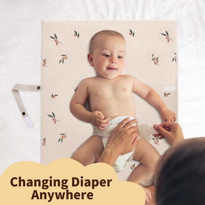 Vegan Leather Baby Changing Mat - Wipeable Portable Changing Pad, Foldable Travel Changing Mat for Baby, Newborns Toddlers Shower Gifts (Flower,20"*28")