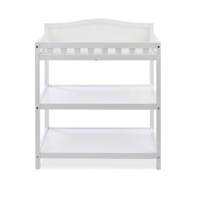 Badger Basket Baby Changing Table with Pad & Shelves - Wooden Changing Table with Storage - Nursery Change Table for Diapers & Baby Essentials, White