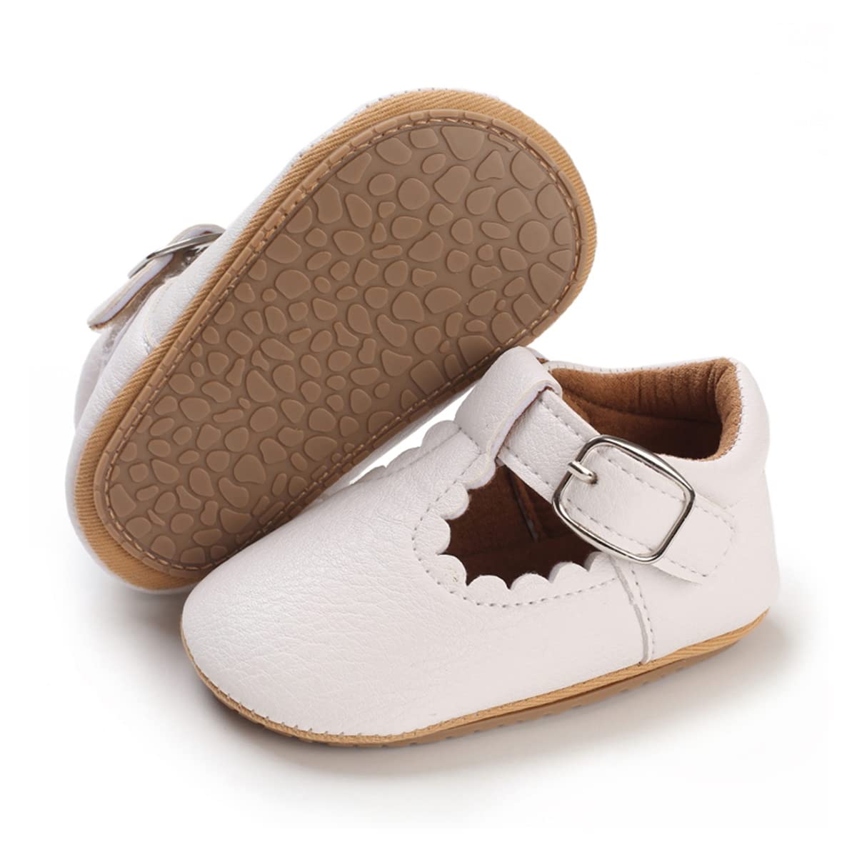 COSANKIM Baby Girls Mary Jane Flats Shoes Anti-Slip Rubber Sole Infant Toddler Princess Wedding Dress Shoes