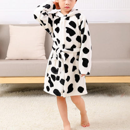YOLIA Boys Girls Robes Kids Hooded Sleepwear Soft Fleece Bathrobes Cute Housecoat Gowns