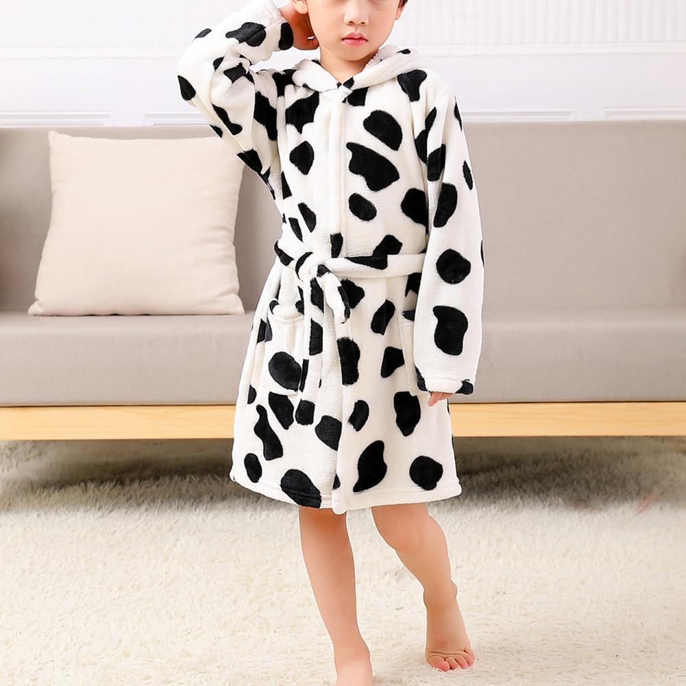 YOLIA Boys Girls Robes Kids Hooded Sleepwear Soft Fleece Bathrobes Cute Housecoat Gowns