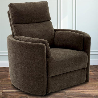 Pemberly Row Contemporary Fabric Swivel Glider Recliner in Ivory