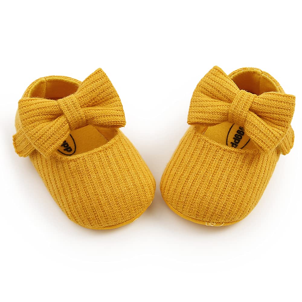 Baby Girls Mary Jane Flats with Bowknot Flowers Soft Newborn Infant First Walkers Crib Shoes Wedding Party Christmas Dress Shoes