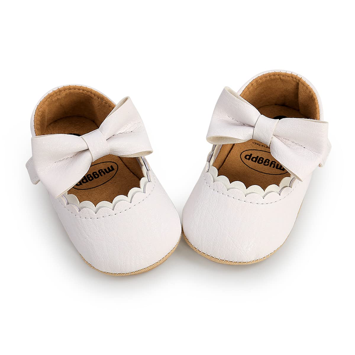 LAFEGEN Baby Girls Mary Jane Flats with Bownot Non Slip Soft Sole PU Leather Newborn Infant Toddler First Walker Cirb Dress Shoes