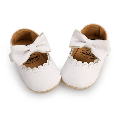 LAFEGEN Baby Girls Mary Jane Flats with Bownot Non Slip Soft Sole PU Leather Newborn Infant Toddler First Walker Cirb Dress Shoes