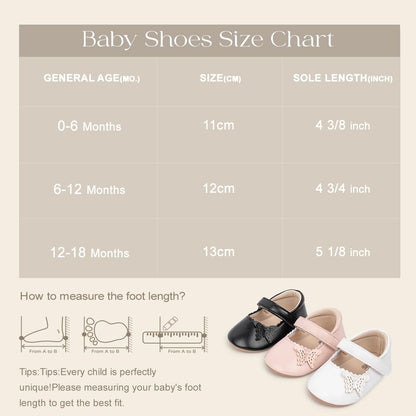 Meckior Infant Baby Girls Boys Handmade Princess Flats Toddler First Walkers Soft PU Leather Non-Slip Crib Wedding Dress Shoes