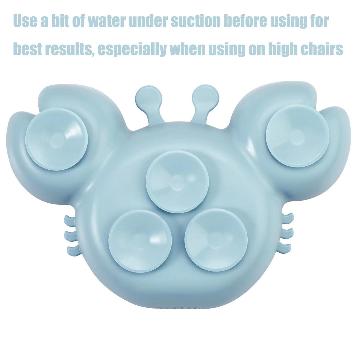 PandaEar 2 Pack Silicone Suction Plate for Baby, Divided Unbreakable Toddler Food Plate with 2 Pack Spoons for Self Feeding, Toddler Utensils Feeding Set Baby Eating Supplies, Crab Shape -Blue&Green