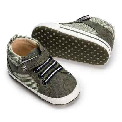 Meckior Toddler Baby Boys Girls High Tops Ankle Sneakers Soft Anti-Slip Sole PU Leather Moccasins Infant Newborn Prewalker First Walking Crib Shoes