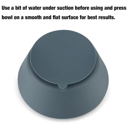 PandaEar 3 Pack Baby Suction Bowls|Silicone Food Bowls First Stage Feeding for Baby Toddler Infant Kids| Food Grade Soft Safe BPA-Free Silicone Toddler Bowls -Blue/Gray
